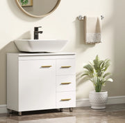 Mobile sottolavabo ULEVR 70x30x65 cm con 3 cassetti e vano a due livelli, bianco