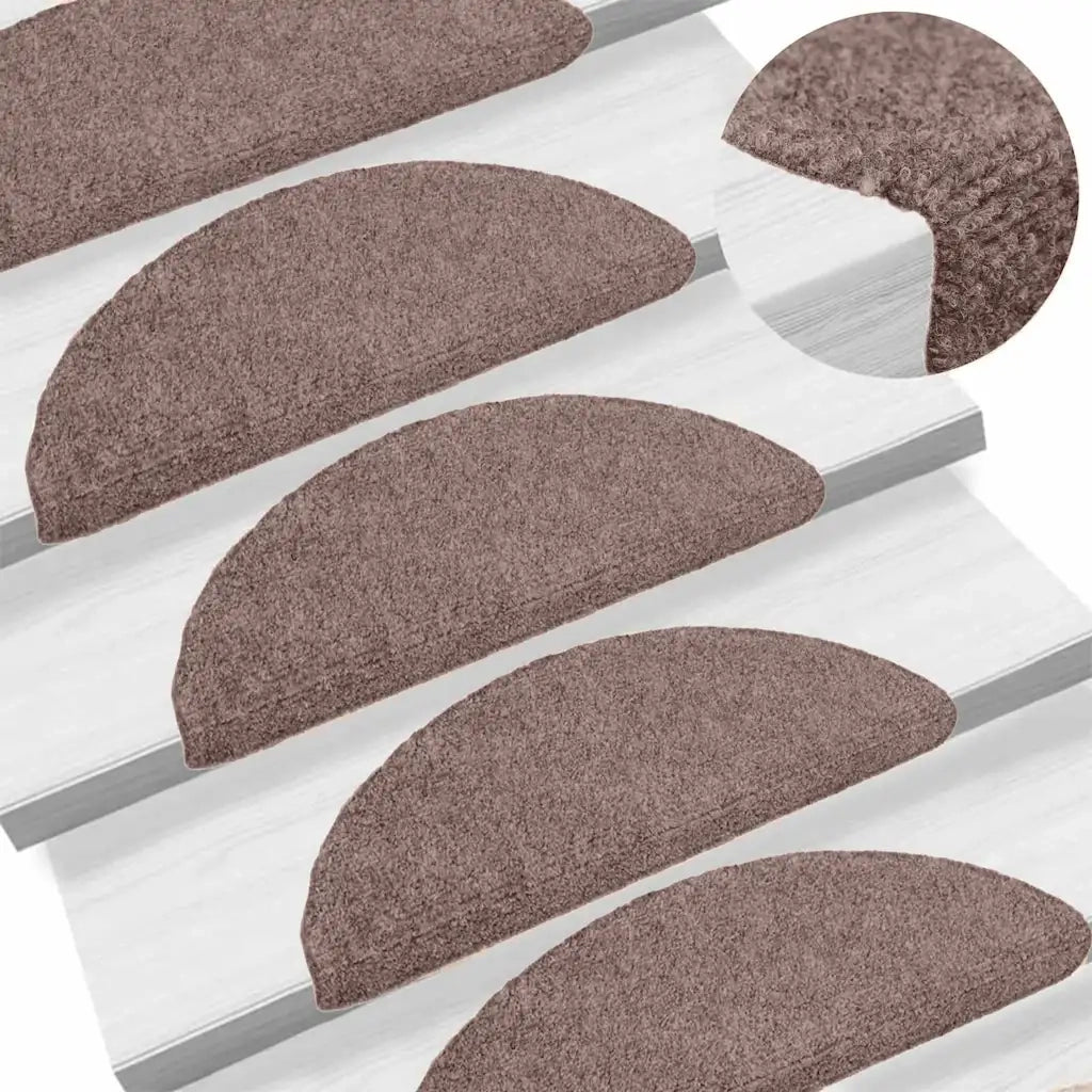 Tappetini per scale autoadesivi 10 pz | Gradini per Scale 65x21x4 cm Marrone Chiaro semicircolari grandi