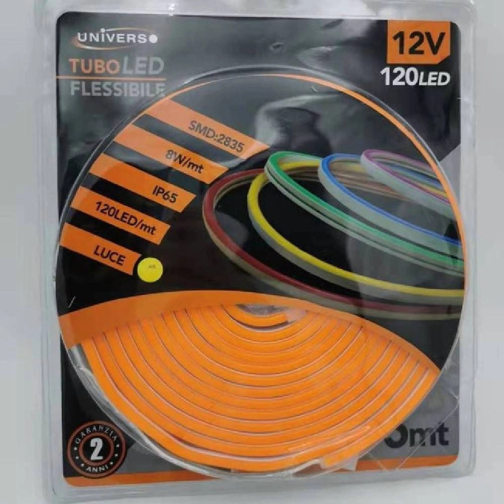 Trade Shop - Strip Led Neon Flessibile Striscia Decorativa 5 Mt Ip65 Luce Arancione U-12v-a -