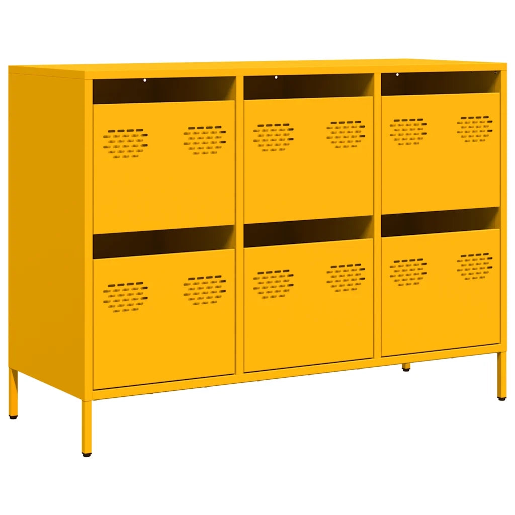 Credenza Giallo Senape 101,5x39x73,5 cm Acciaio Laminato Freddo
