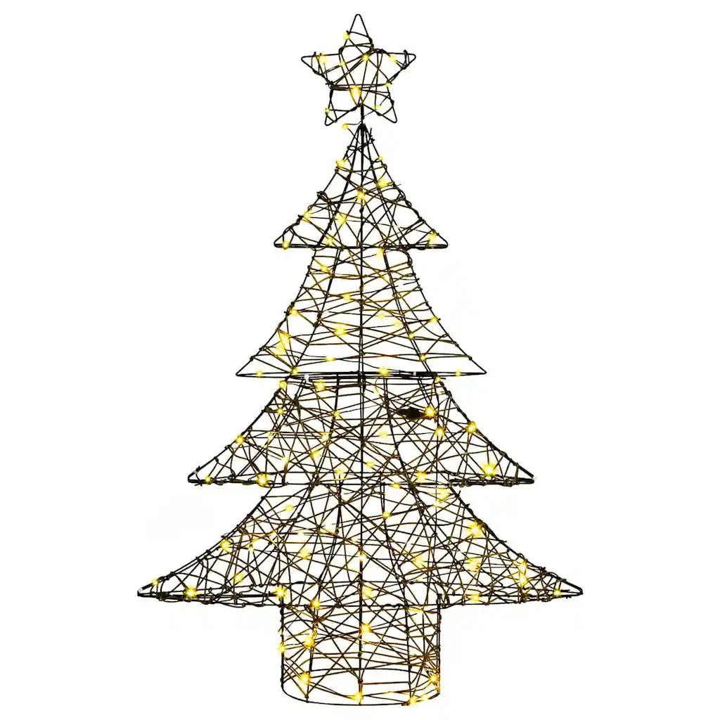 Albero di Natale con 120 LED Bianco caldo 150 cm Rattan 42018991
