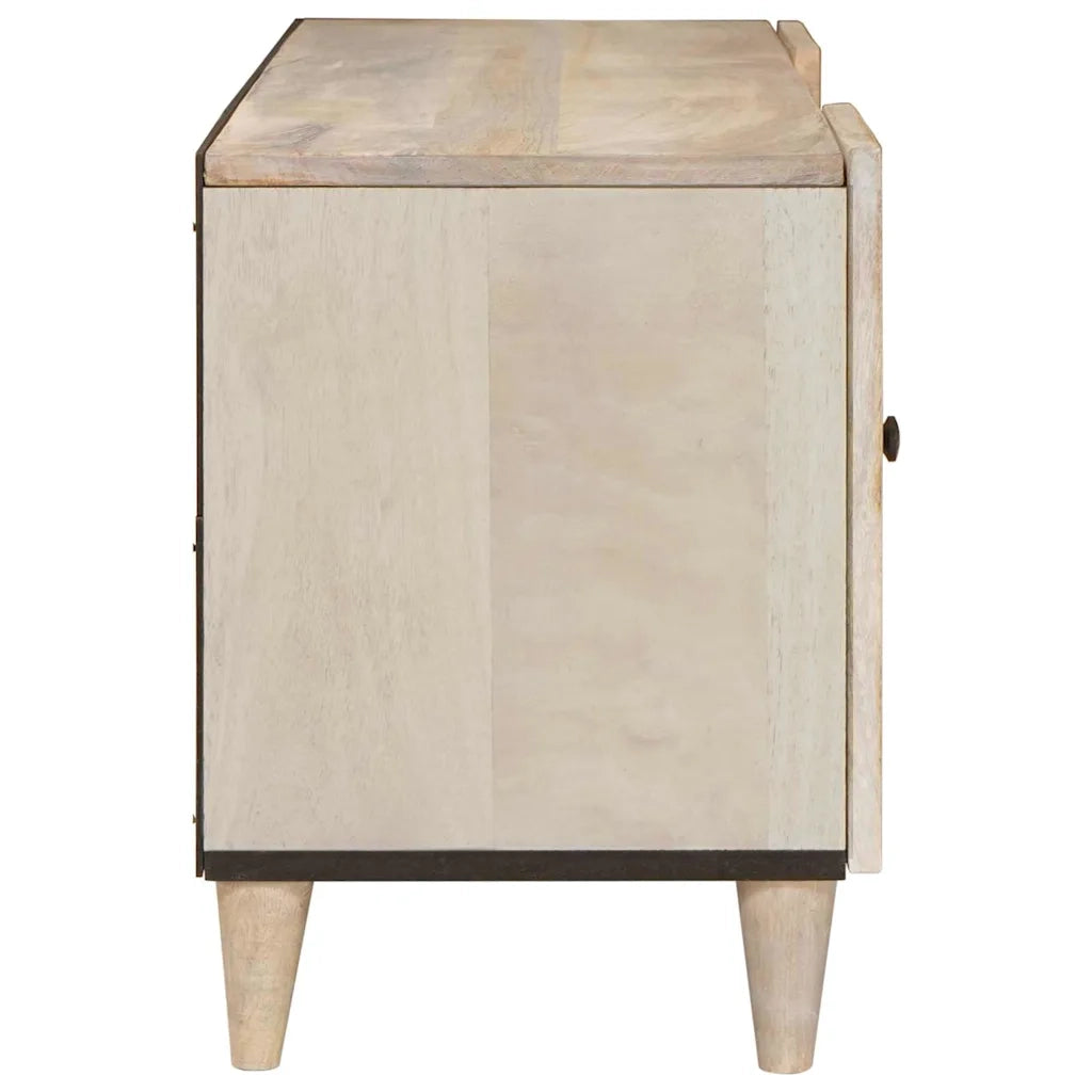 vidaXL Mobile TV Bianco 105 x 33 x 46 cm legno massello di mango