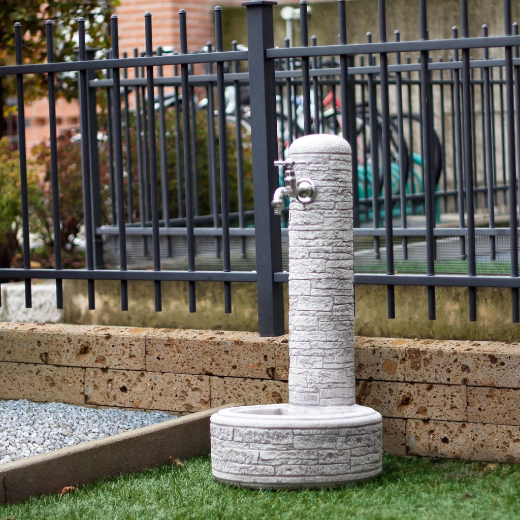 Fontana da Giardino Senza Rubinetto in Cemento Granulato di Marmo Brumano Nocciola