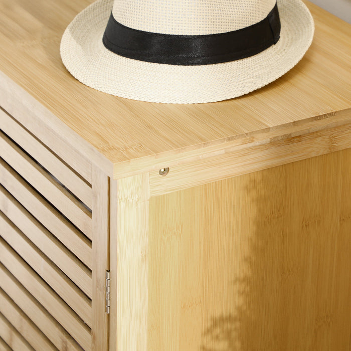 Mobile Scarpiera a 8 Ripiani su 3 Livelli con Maniglie 100x35x80 cm in Bambù