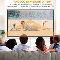 Telo Proiettore da 84 Pollici con Treppiede Regolabile, in Plastica e Metallo, 200x8x118 cm, Bianco