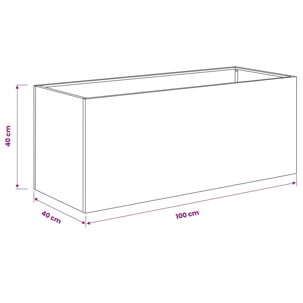 Vaso da giardino 2 pz Argento 100 x 40 x 40 cm Acciaio Inox 8005255