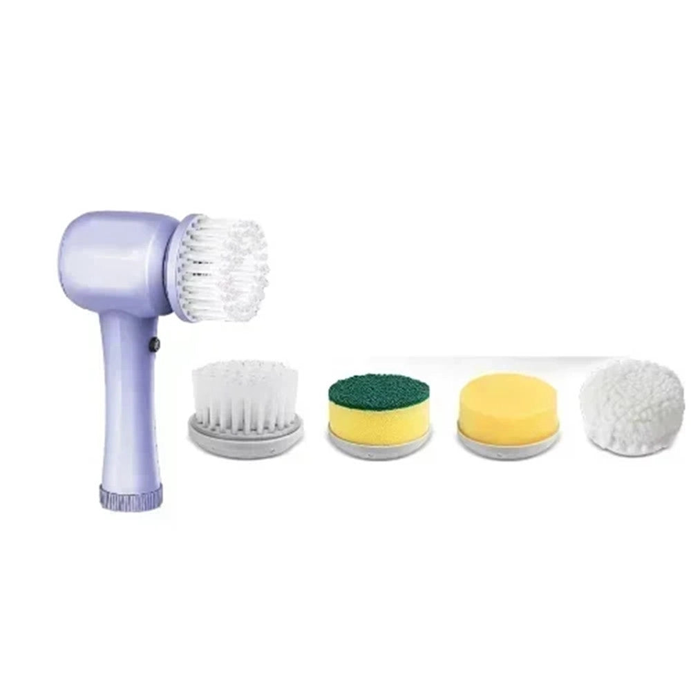 Trade Shop - Spazzola Rotante Elettrica Per Pulizia Multisuperficie Con 4 Testine Ergonomico Q-sz20 -