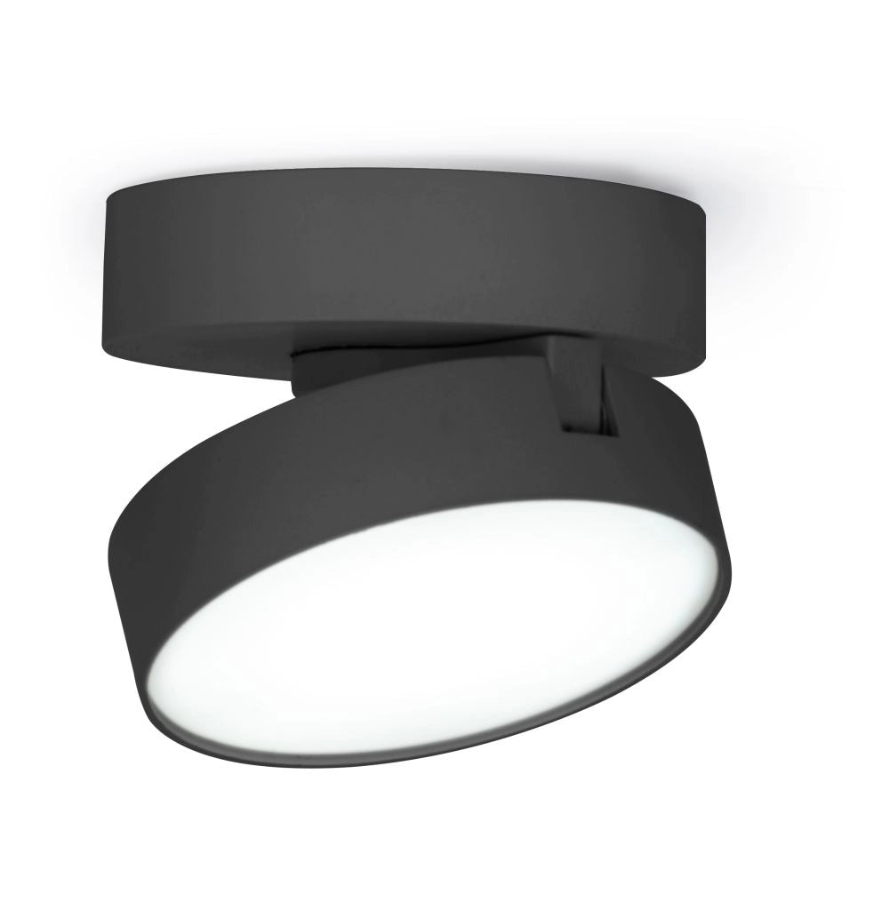 Lutec Stanos faretto plafoniera rotondo nero LED 6,8W