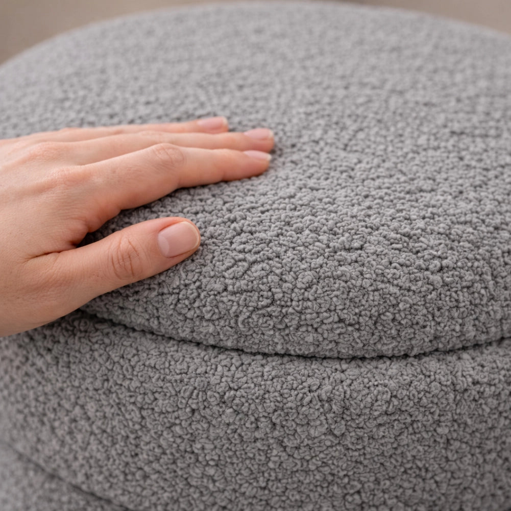 Set 2 Pouf Contenitori Rivestimento Bounclè Grigio Seduta Imbottita Ergonomica