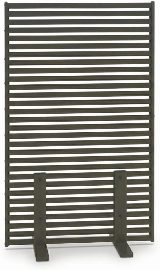 Paravento Decorativo Traforato 80 x 150 cm con lamelle Orizzontali in Metallo Grigio Antracite