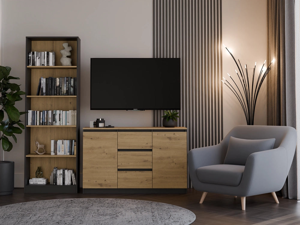 Cassettiera MALWA 2d3s/BA antracite rovere artisan per camera e soggiorno