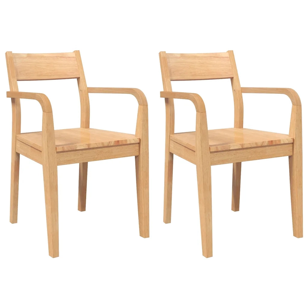 Sedie da Pranzo 2 pz Naturale in Legno Massello di Hevea 4102510