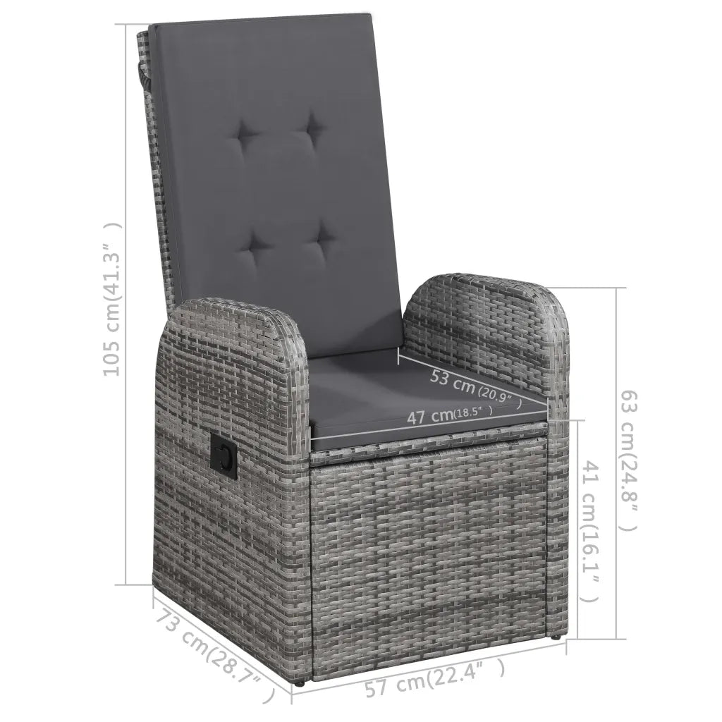 Set da Pranzo da Giardino 7 pz Grigio 3068815