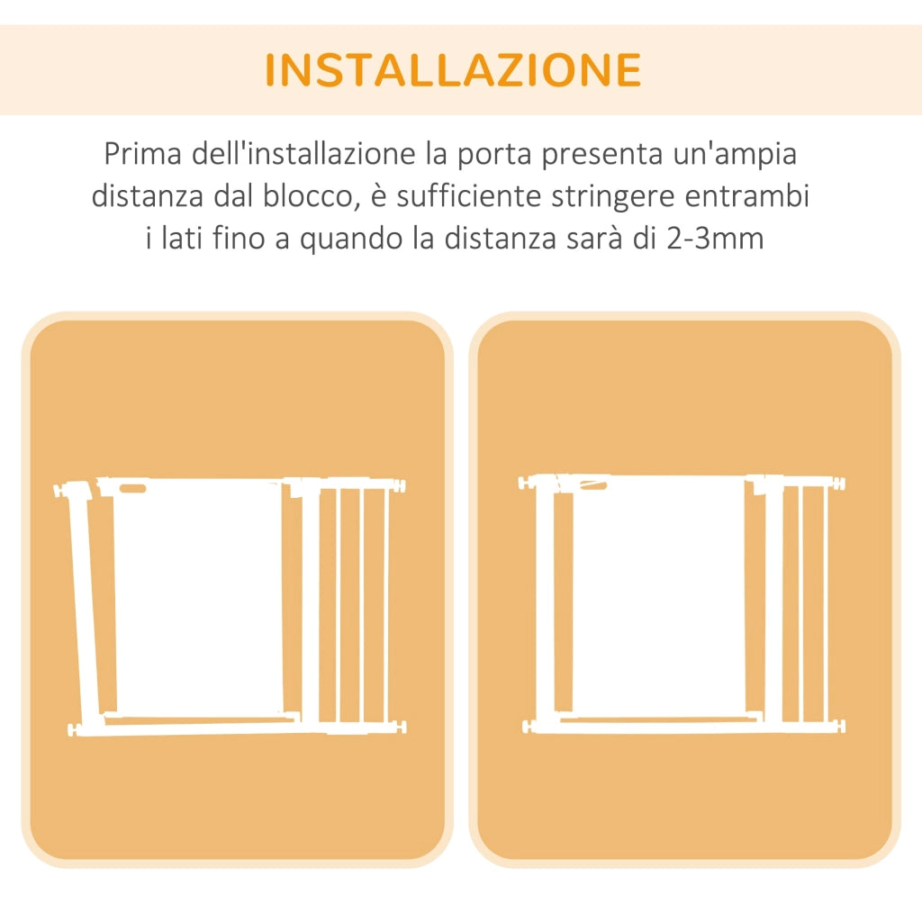 Cancellino per Cani Estensibile a Pressione 75-103 cm con Chiusura Automatica in Acciaio e ABS Bianco