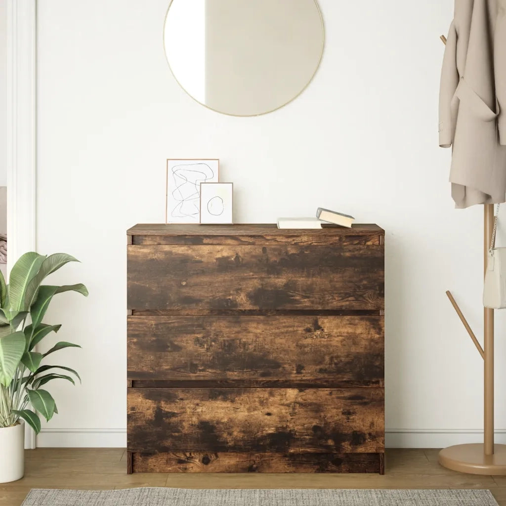Credenza Rovere Fumo 80x35x76 cm in Legno Multistrato 861737