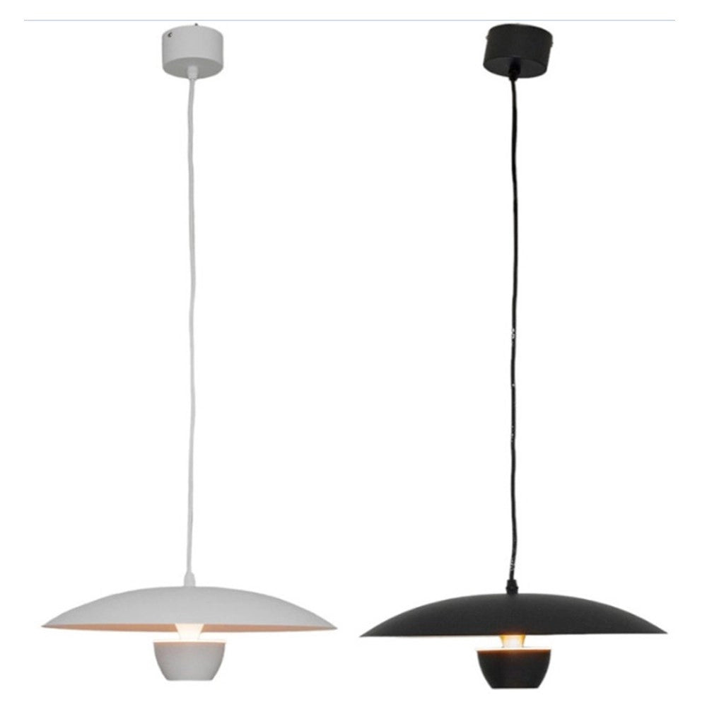 Trade Shop - Lampadario Led A Sospensione Moderno 11w 880lm Bianco Nero Luce Calda Ip20 Lp-64 -