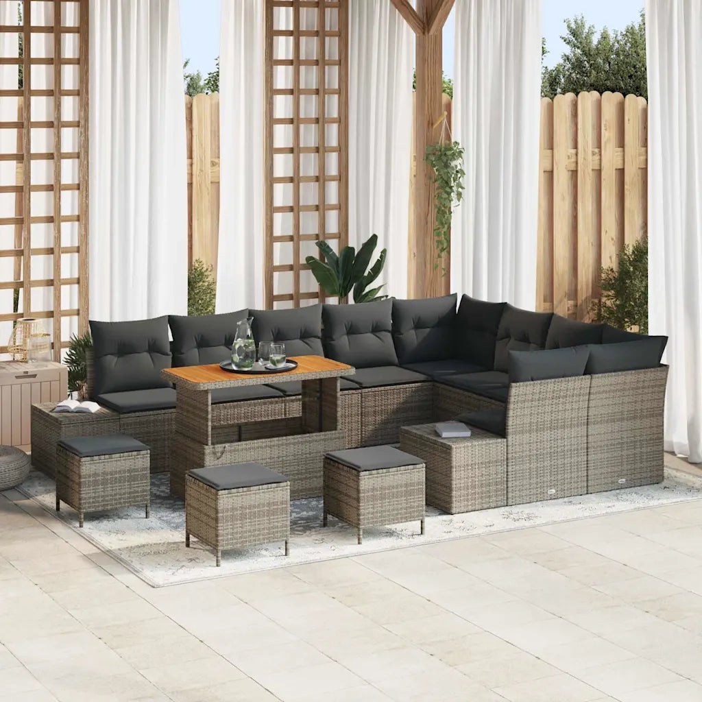 Set Divano da Giardino con cuscino 13 pcs Grigio polyrattan 3362833