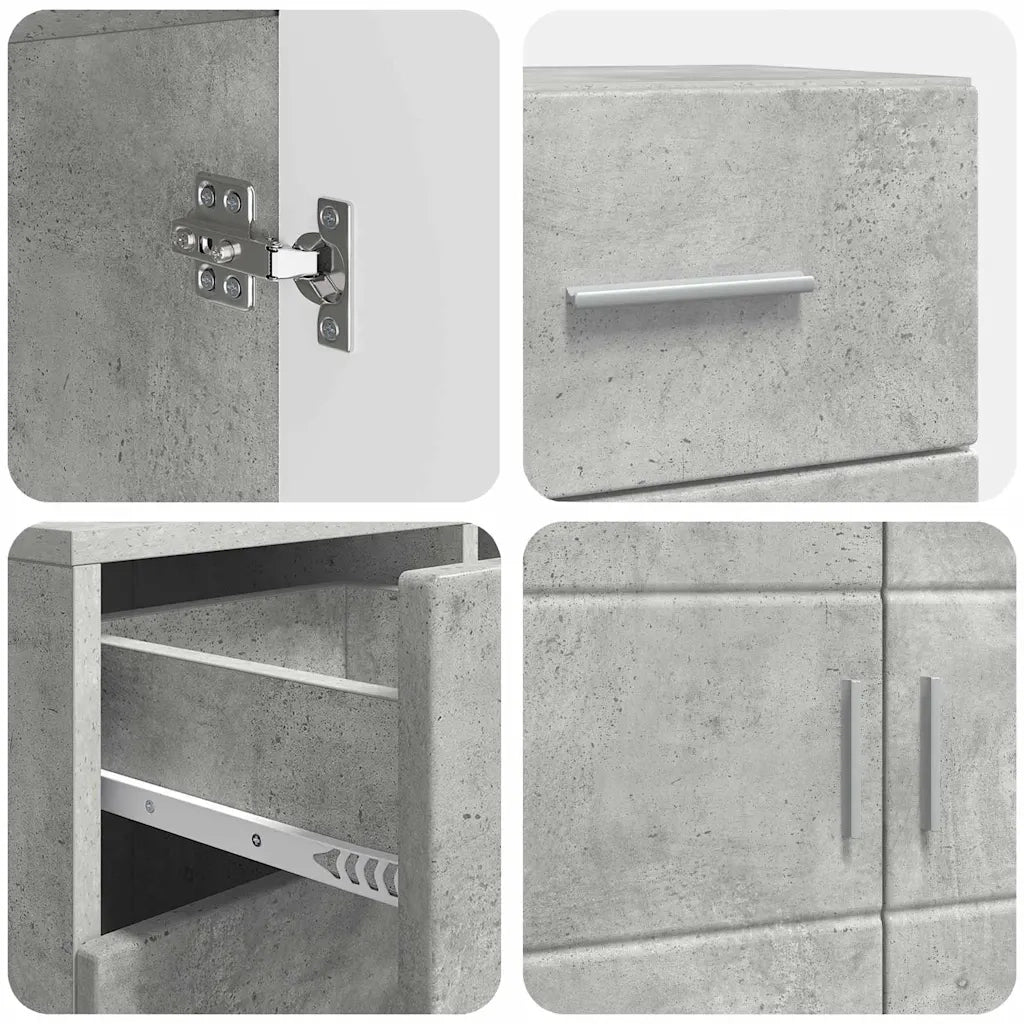 Credenza-Buffet-Armadio da cucina Grigio cemento 88,5 x 30,5 x 73 cm Legno multistrato