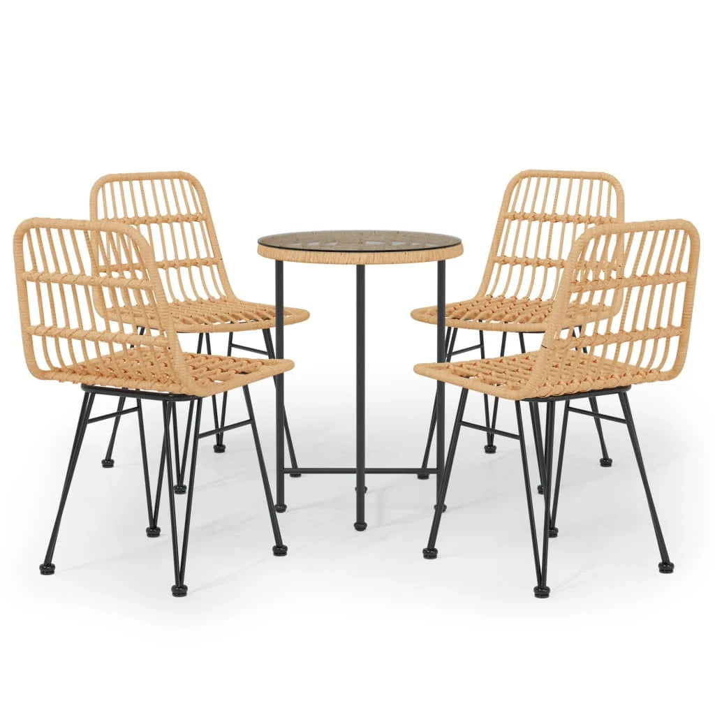 Set da pranzo da esterno 5 pezzi mobili da giardino resina di vimini 02_0014329