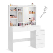 Toeletta con grande specchio LED luminosità regolabile tavolo da trucco con specchio scomparti 40 x 117,5 x 145 cm ripiani regolabili moderno bianco nuvola 12_0005174