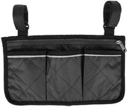 Borsa multifunzionale per carrozzella con supporto laterale, borsa da appendere per rollator in nero. Borsa facile da utilizzare per scooter per anziani e persone con disabilità.