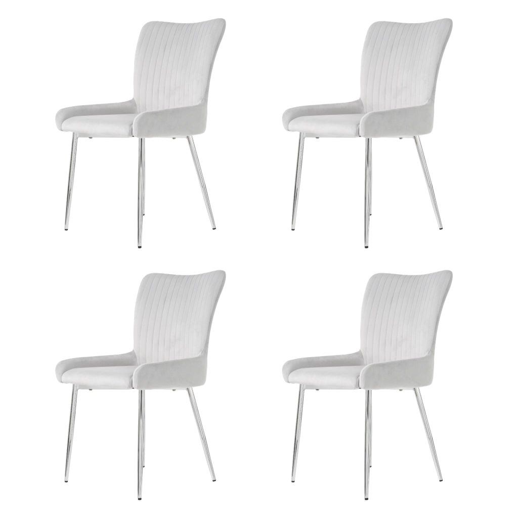 Set di 4 sedie da pranzo in velluto con gambe in metallo grigio