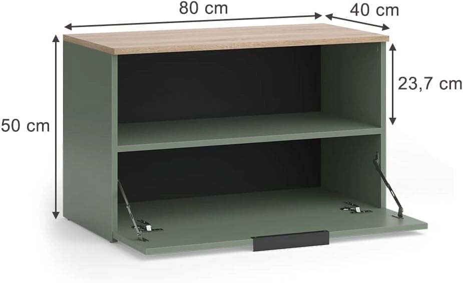Credenza Wido, Verde, 80 x 50 cm con 1 scomparto chiuso
