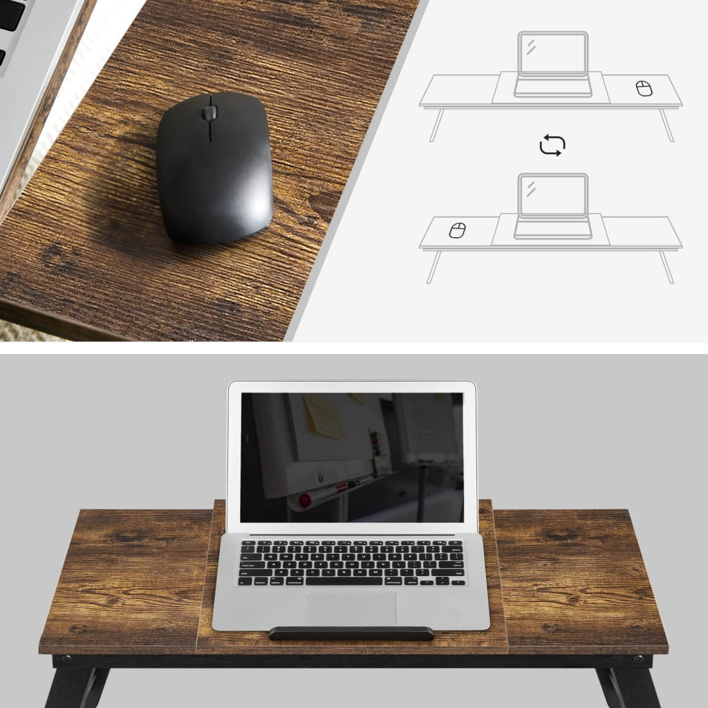 Tavolo pieghevole per laptop VALORA, marrone rustico, stile loft LLD110B01