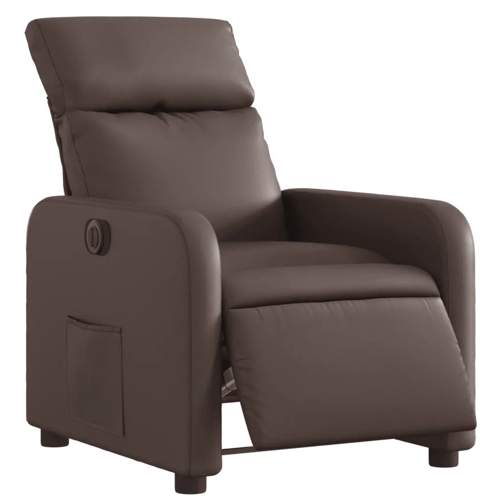 Divano Sedia-Poltrona Reclinabile Elettrica Marrone in Similpelle 883448