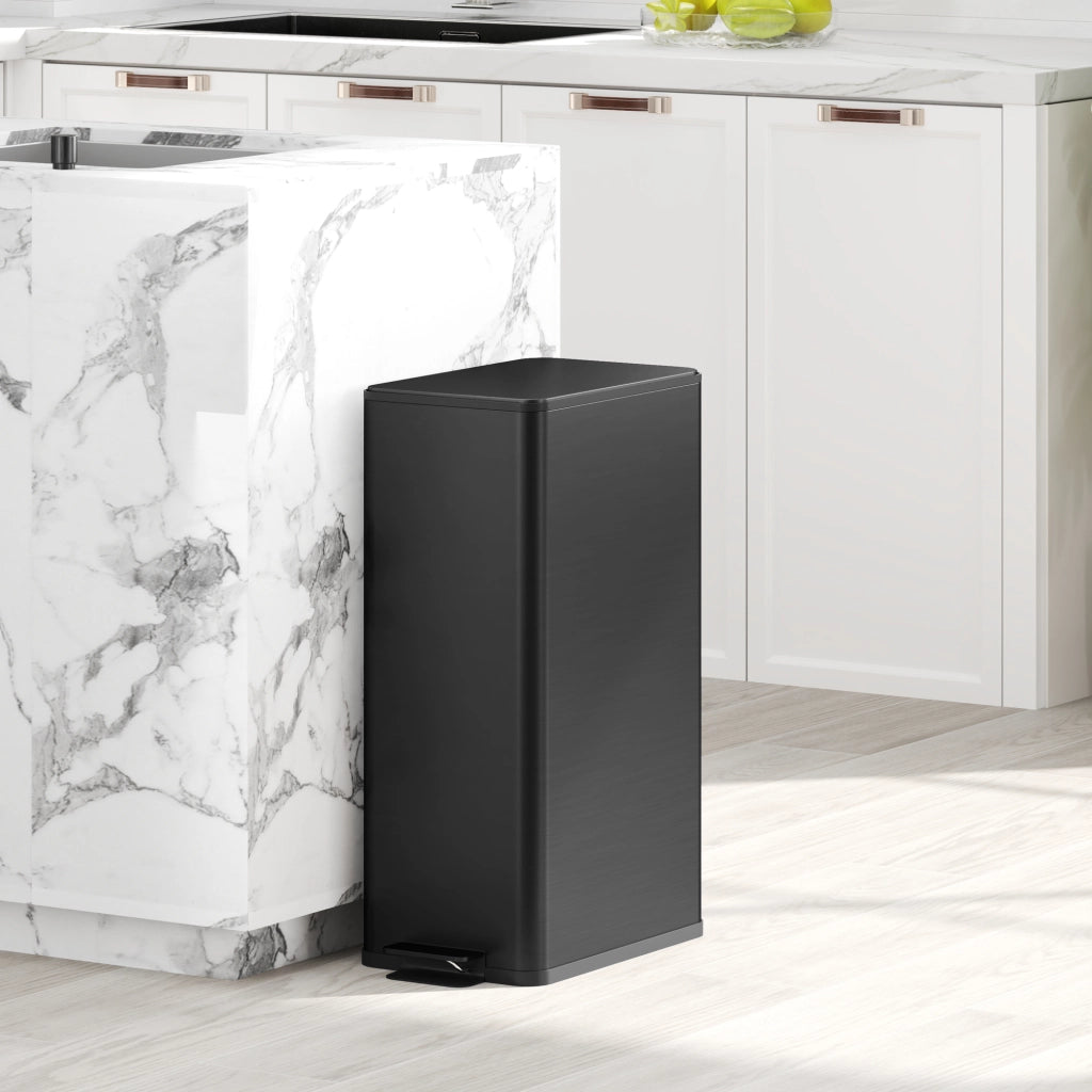 Cestino per rifiuti 20 litri ¨C zephmum ¨C coperchio soft-close, scomparto deodorante, antimpronte digitale, acciaio inox, nero
