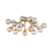 Maytoni Plafoniera contemporanea Dallas 20 luci G9 oro metallo diffusori vetro ambra