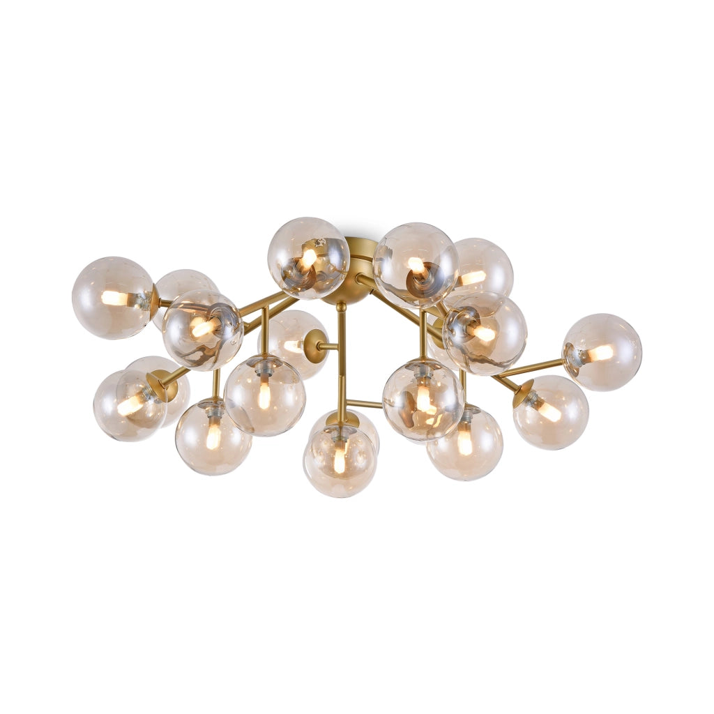 Maytoni Plafoniera contemporanea Dallas 20 luci G9 oro metallo diffusori vetro ambra