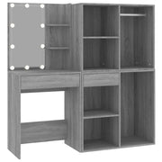 Tavolo da toeletta LED di design con armadietti 60 x 40 x 140 cm legno ingegnerizzato grigio 02_0006323