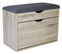 Scarpiera Panca con Scomparto e Cuscino 60x30x50 cm in PB e Carta Sonoma