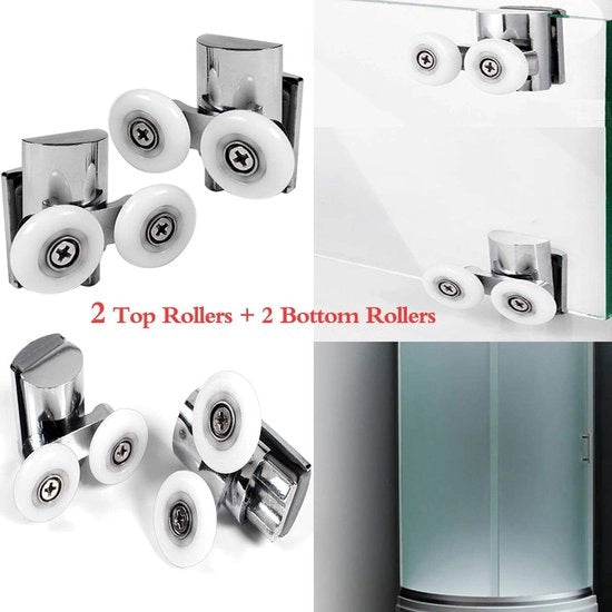 Rullo per doccia in acciaio resistente con 4 pezzi - diametro 23 mm