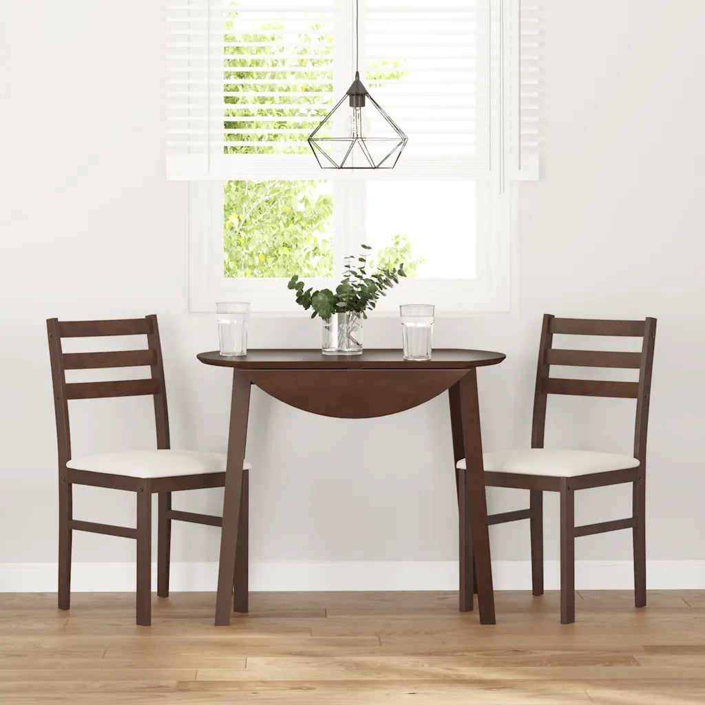 Sedie da Pranzo con Cuscini 2pz Marrone Legno Massello di Hevea