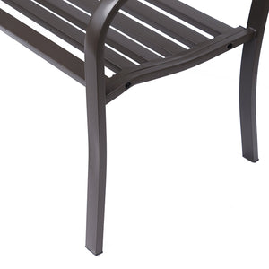 Panchina da Giardino in Acciaio con Schienale Decorato 127x60 cm  Bechy Marrone