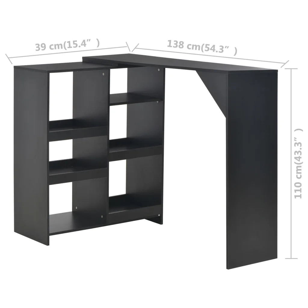 Tavolo da Bar con Scaffale Mobile Nero 138x39x110 cm 280223
