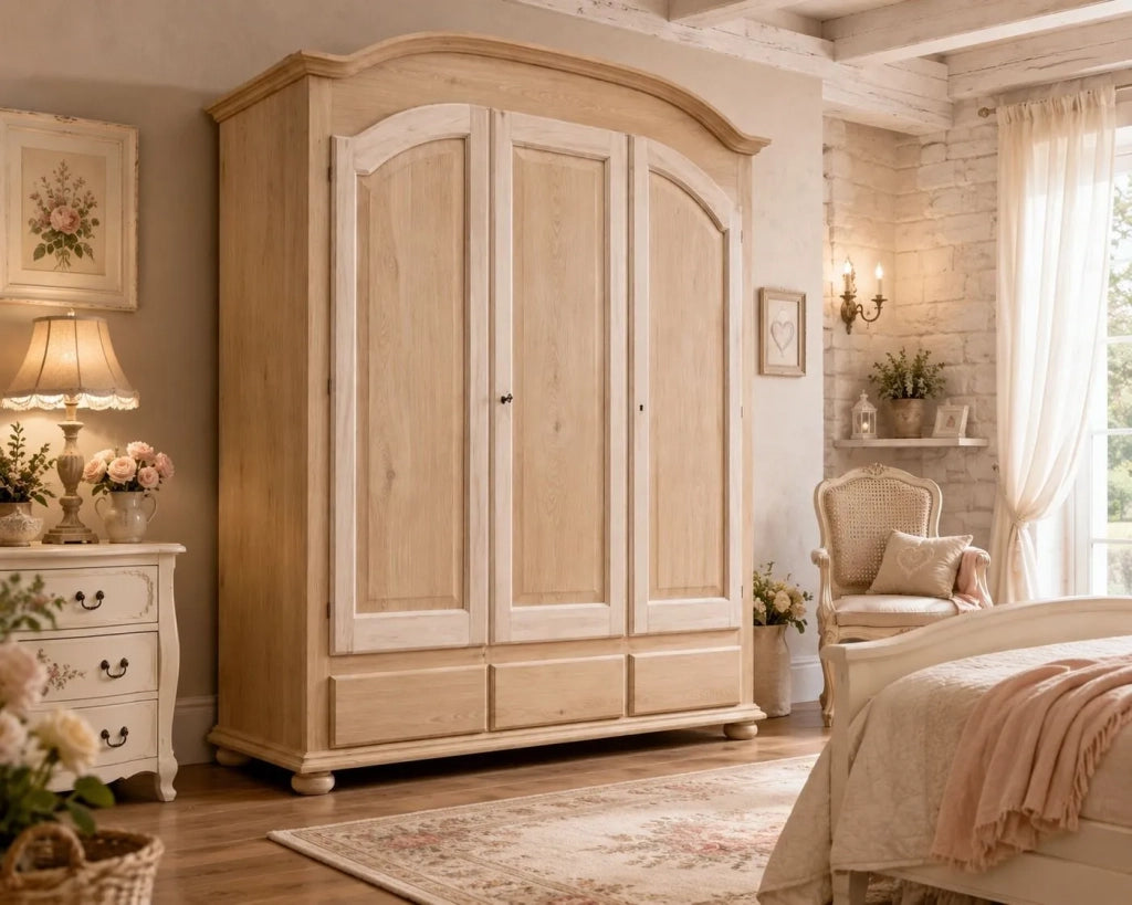 Armadio classico 3 porte 3 cassetti legno grezzo 181x61x224 (3210) - Mobili 2G