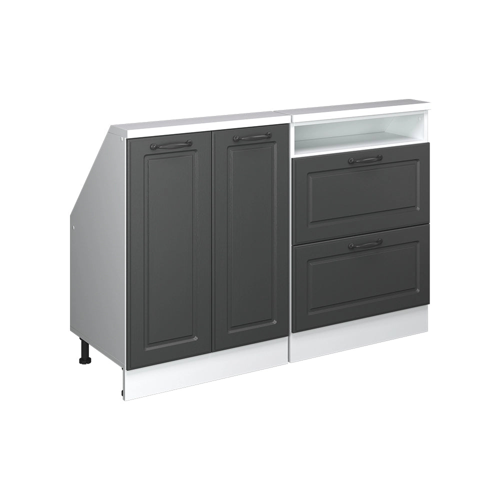 Mobile cucina sottotetto R-Line Antracite rustico/Bianco 120 cm Set di 2 Vicco