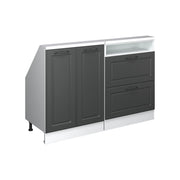 Mobile cucina sottotetto R-Line Antracite rustico/Bianco 120 cm Set di 2 Vicco