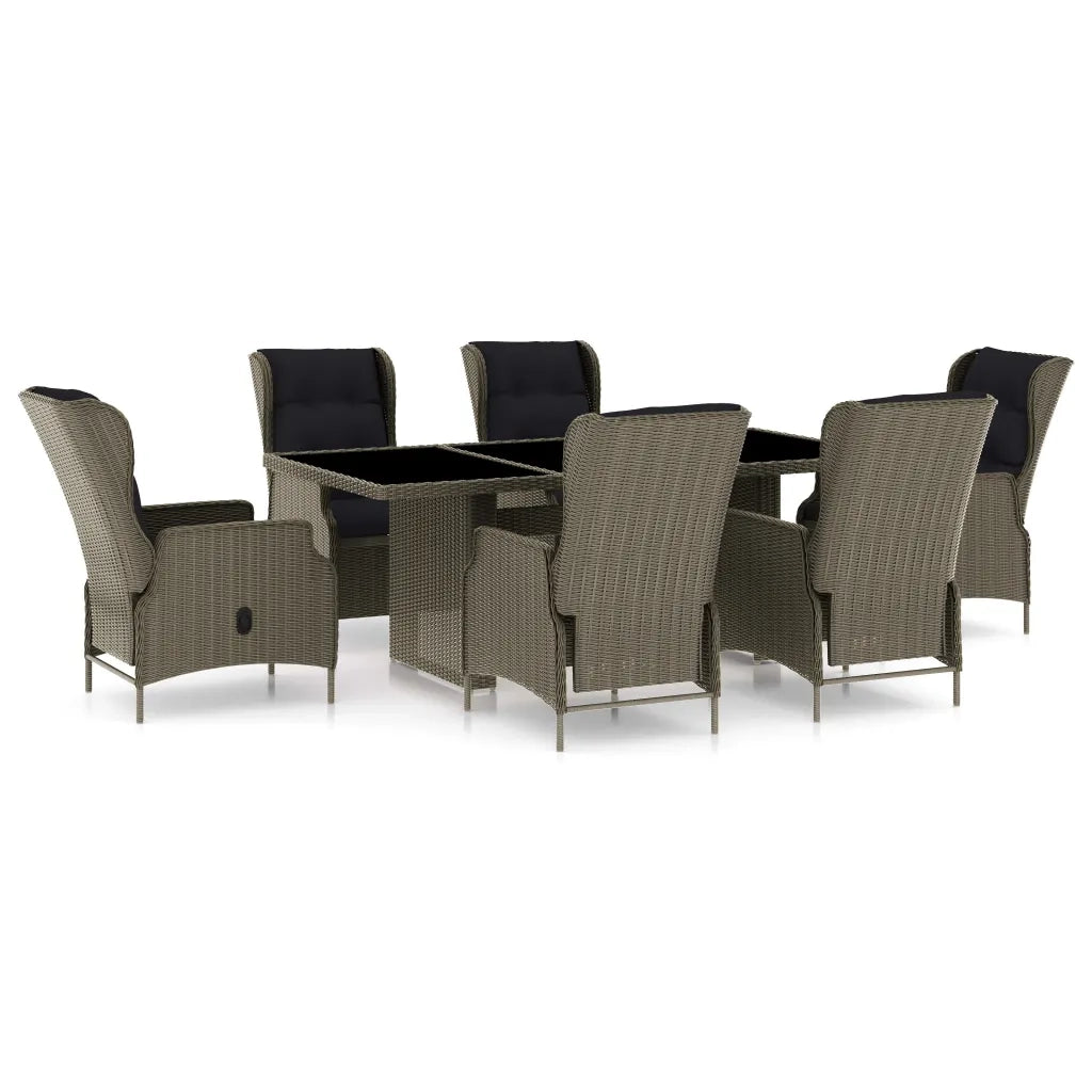 Set da Pranzo da Giardino 7 pz con Cuscini in Polyrattan Marrone 3060144