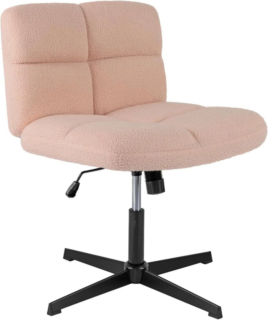 Sedia da ufficio girevole a 360°, sedia per il tempo libero imbottita senza braccioli, seduta con altezza regolabile 43-57 cm, carico fino a 160 kg, per studio, camera da letto, soggiorno
