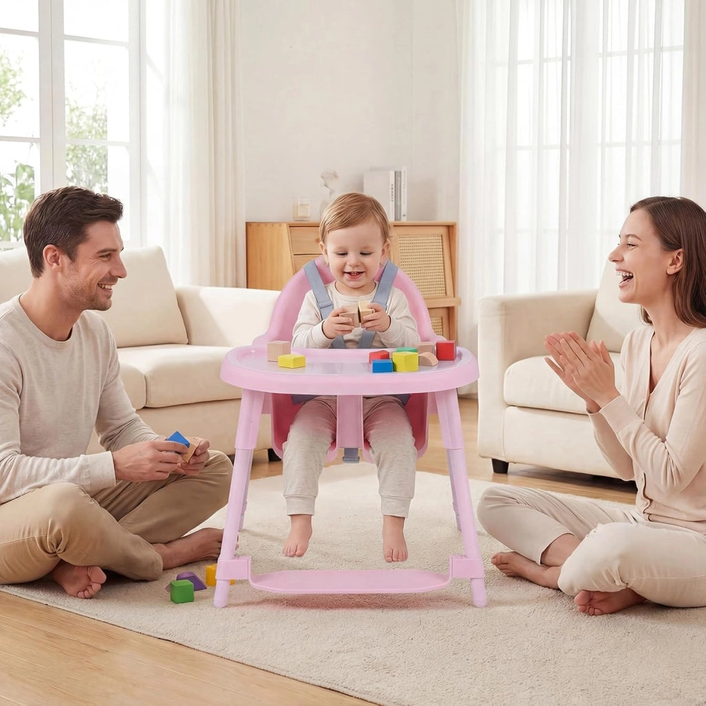 4 in 1 Seggiolone per Bambini, Vassoio Doppio Rimovibile | Cintura di Sicurezza a 5 Punti, Poggiapiedi Reversibile, per Bambini 6-36 Mesi