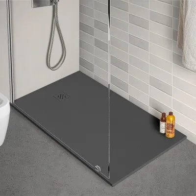 Piatto doccia 80x120 cm antracite effetto pietra in resina riducibile Karen