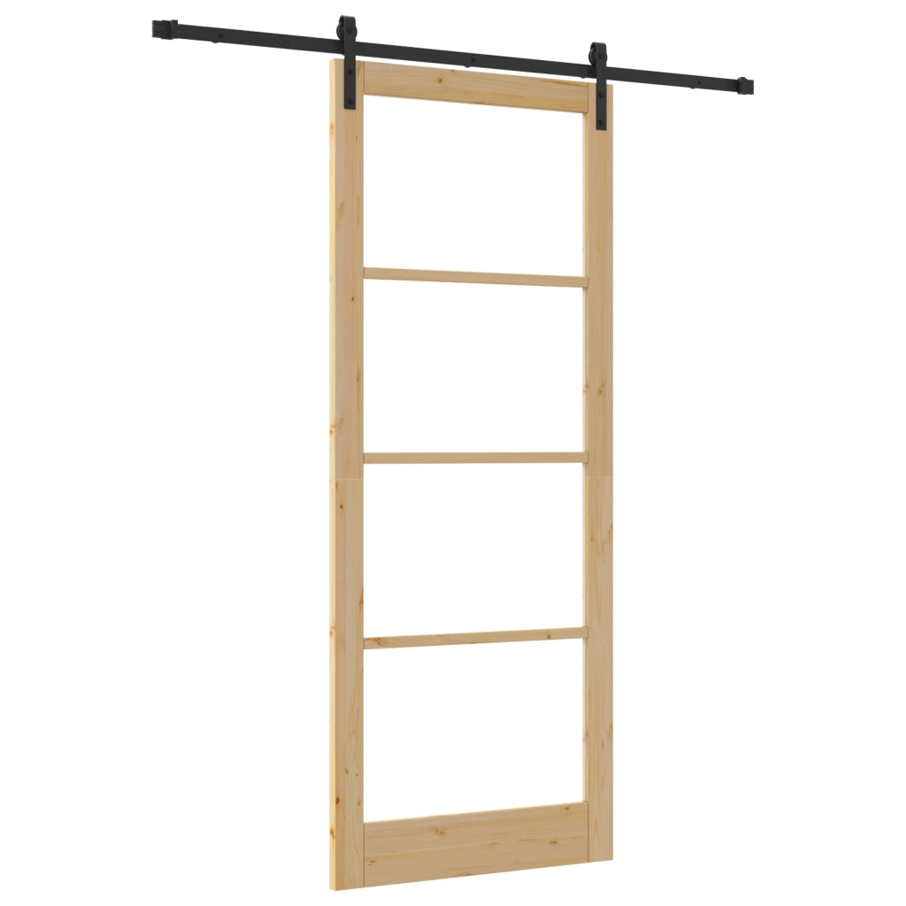 Porta Scorrevole  con Kit di Accessori 'ORKDAL'Legno Massello e Vetro