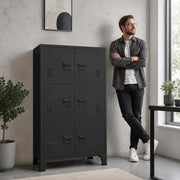 Industrial Storage Cabinet, Black, 75x40x115 Cm, Metal