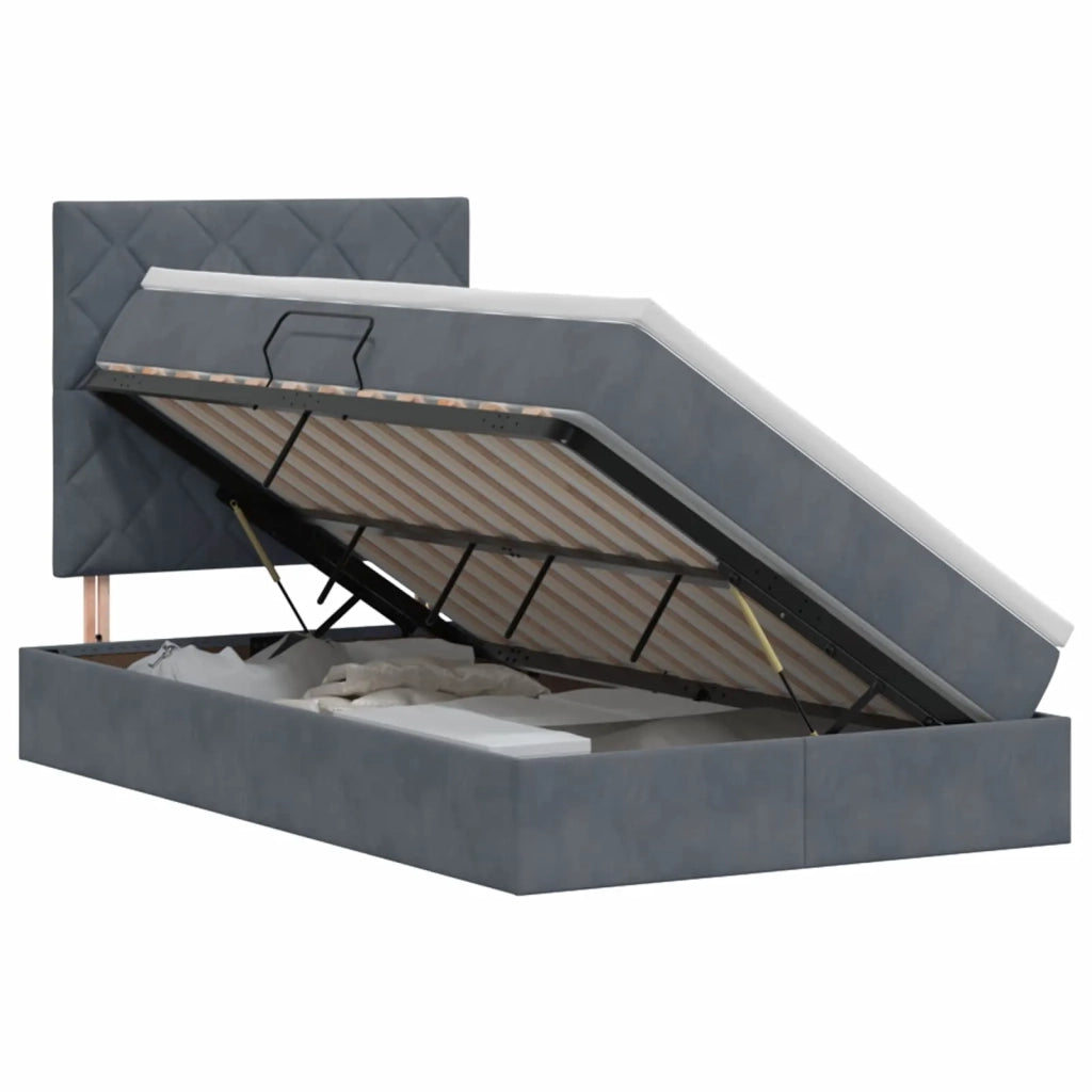 Letto con contenitore e materasso Grigio Scuro 120 x 200 cm 3459742