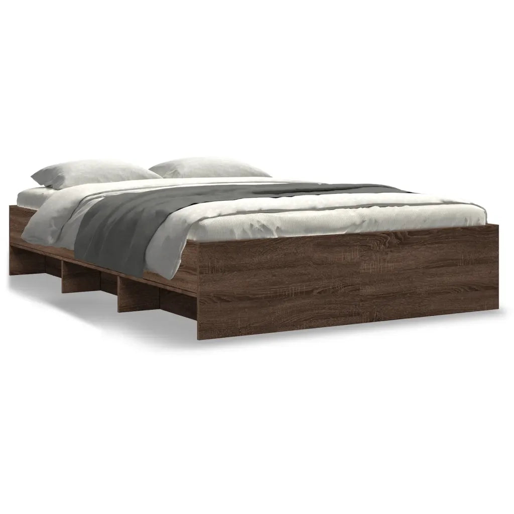 Letto matrimoniale | Letto per adulti | Giroletto Rovere Marrone 135x190 cm in Legno Multistrato
