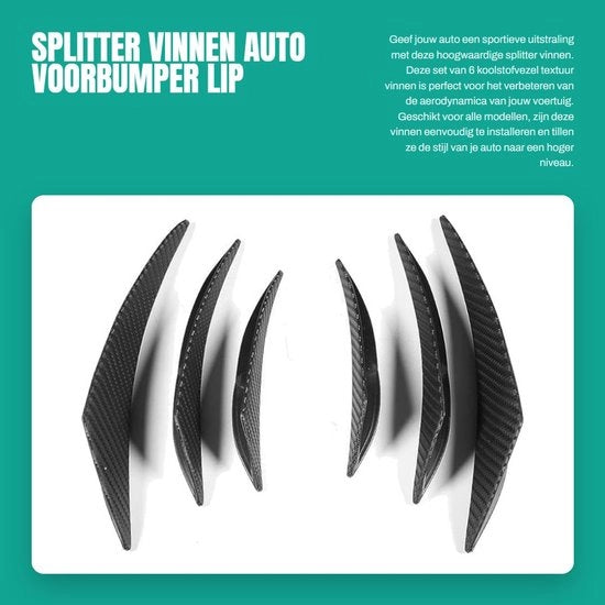 Kit di splitter 6 pezzi - Tessuto in fibra di vetro - Lip di protezione per paraurti - Spoiler di diffusione valenza - Facile da installare - Materiali in PVC di alta qualità - Lip paraurti